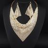 2Pcs/Set Women Triangular Scarf Sequins Charm Statement Bib Necklace Earrings