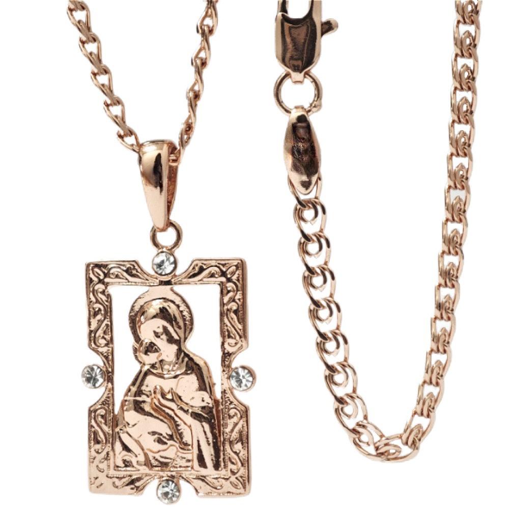 Square Virgin Inlaid Zircon Pendant Rose Gold Color Necklace Female Color-preserving Jewelry Gift