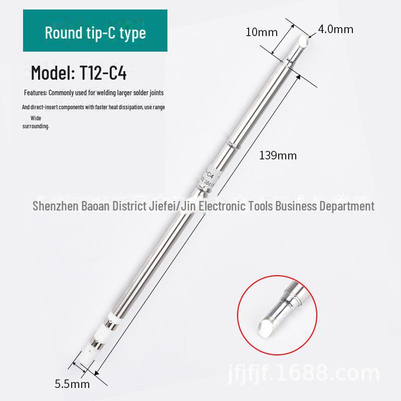 Жало паяльника T12 со встроенным нагревательным сердечником, паяльная станция с белым светом, универсальное лезвие ножа, подкова, специальное заостренное T12-K/B/I