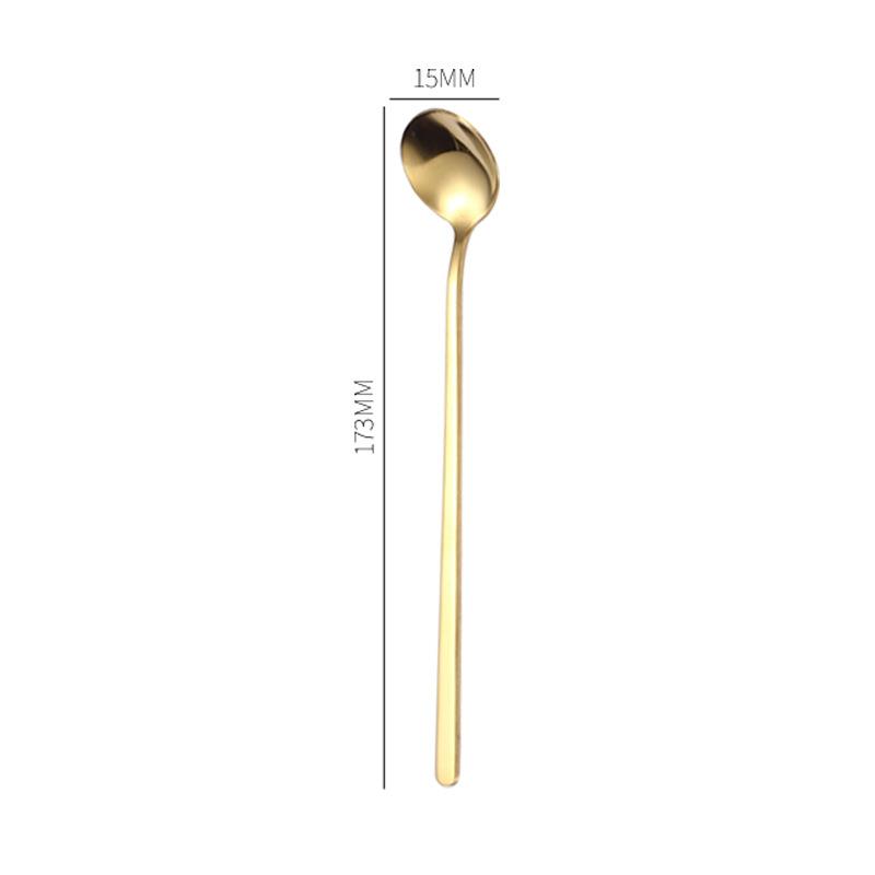 Ложка для смешивания чая и кофе из нержавеющей стали Sakura Rose Golden Tableware Long Handle Cutter Mug Spoons Kitchen Cutlery Accessories