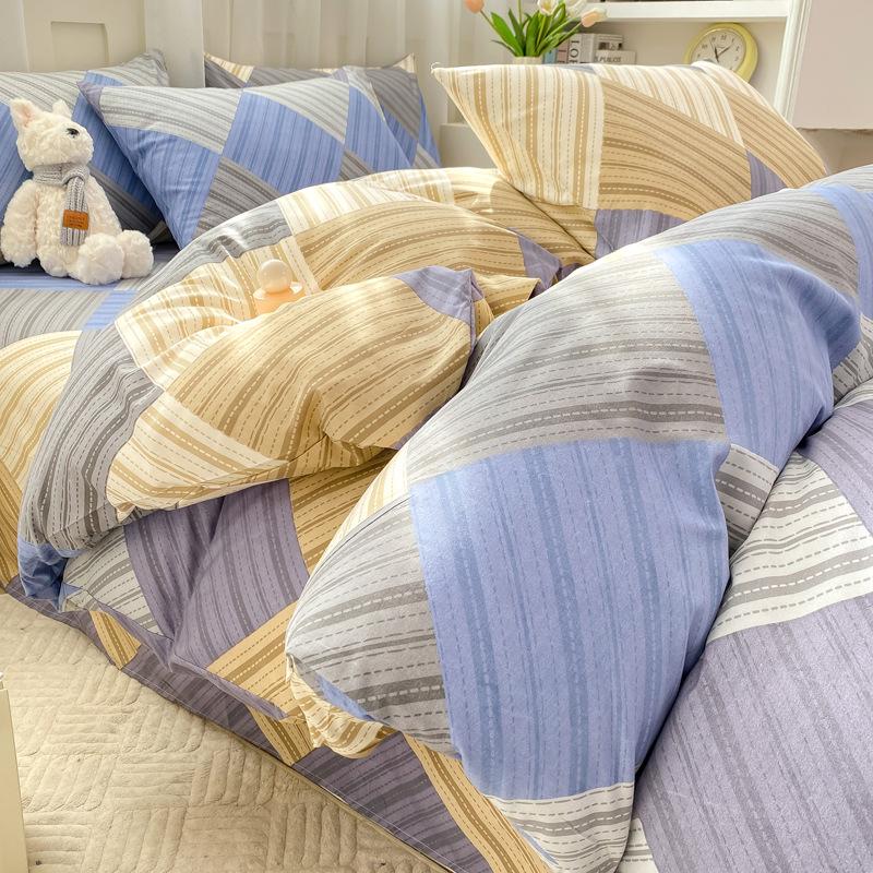 Комплект из 4 предметов класса А из 100% стираного хлопка, пододеяльник из полированного хлопка, шапка на односпальную кровать, студенческое общежитие, набор из трех 4 предметов