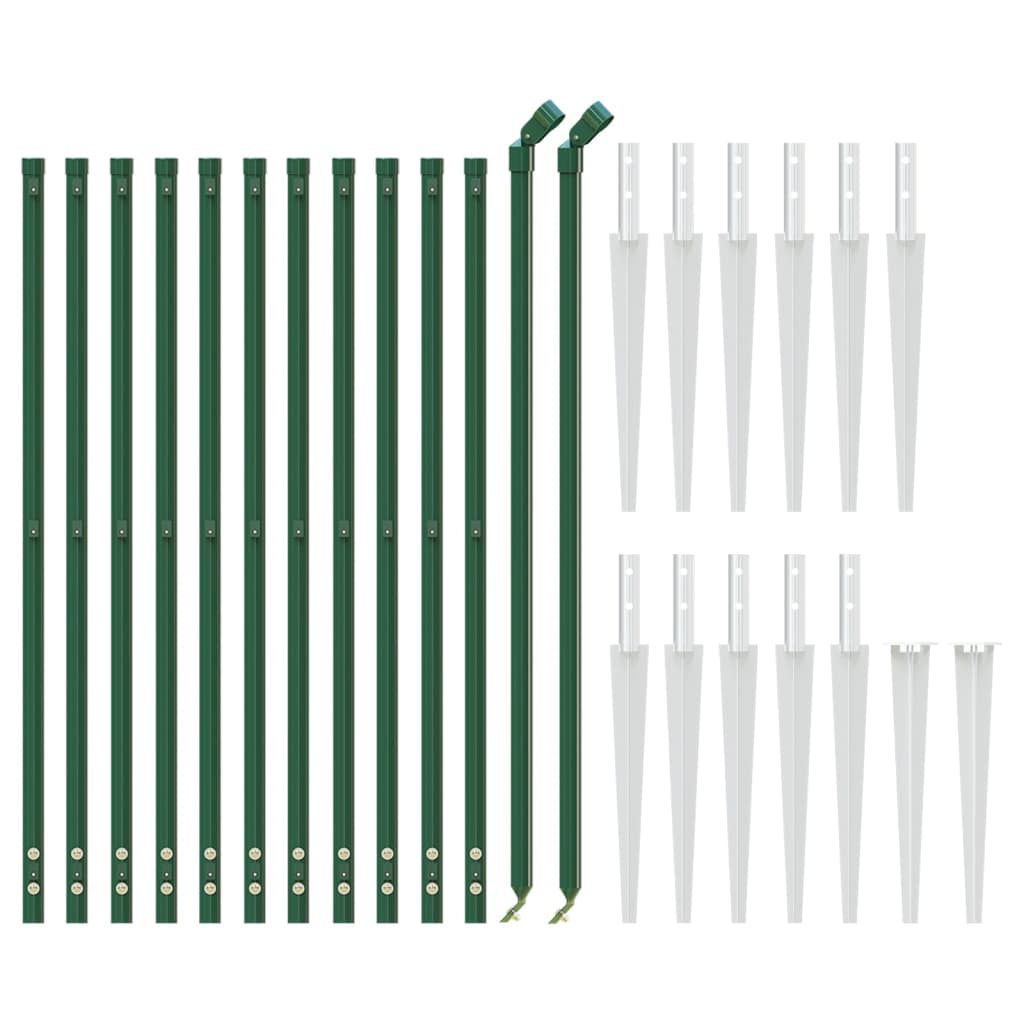 Green Welded Wire Fence with Ground Sleeves 0.8 x 25 m