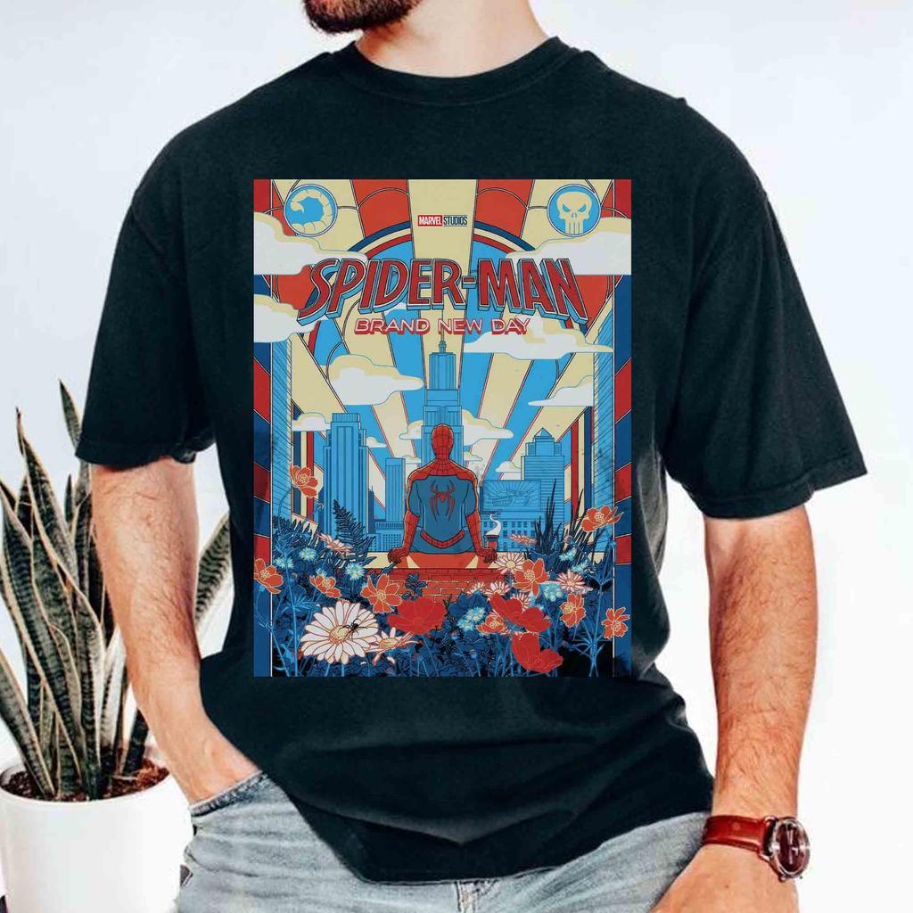 2026 New Spiderunisex Brand New Day Movie Vintage Wash Graphic Oversized T Shirt Villain Team Print Unisex Casual Streetwear Top