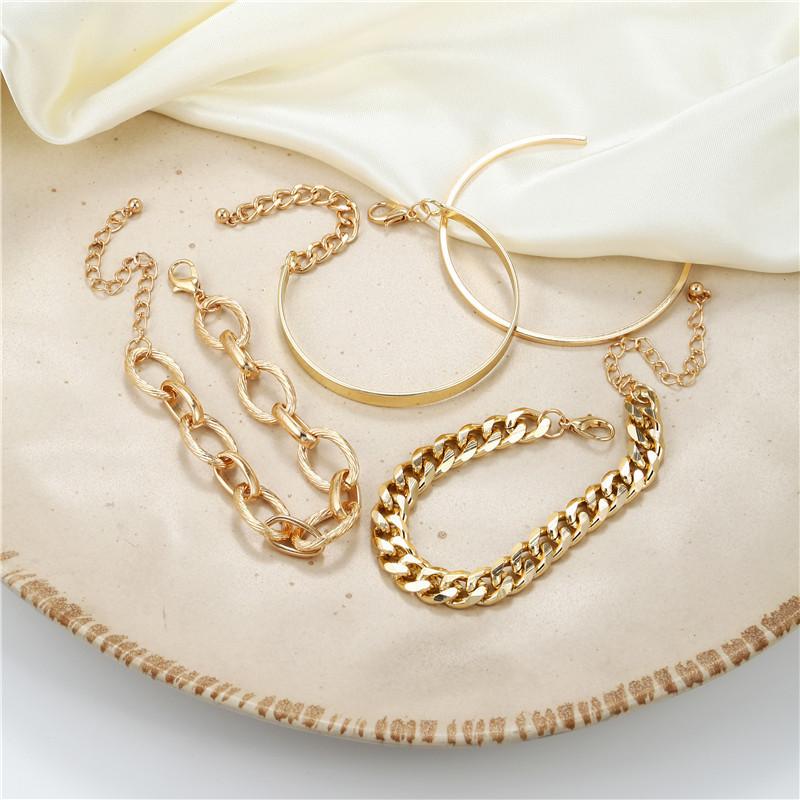 European and American new thick chain personalized bracelet, creative and simple multi-layer chain bracelet set 1