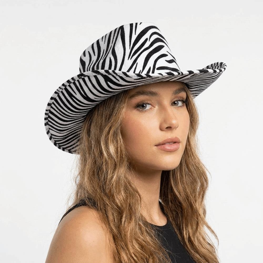 Leopard Printed Western Cowboy Hat Tiger Cowgirl Hat Cool Bowler Hat Prom