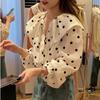 French Retro Polka Dot Shirt Women's Design Niche Spring Clothes New Sweet Age-reducing Doll Collar Chic Top