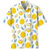 Lemon Pattern Aloha Shirts Women 3D Printed Tropical Fruits Short Sleeve Button Blouse Streetwear Oversized Lapel Hawaiian Shirt