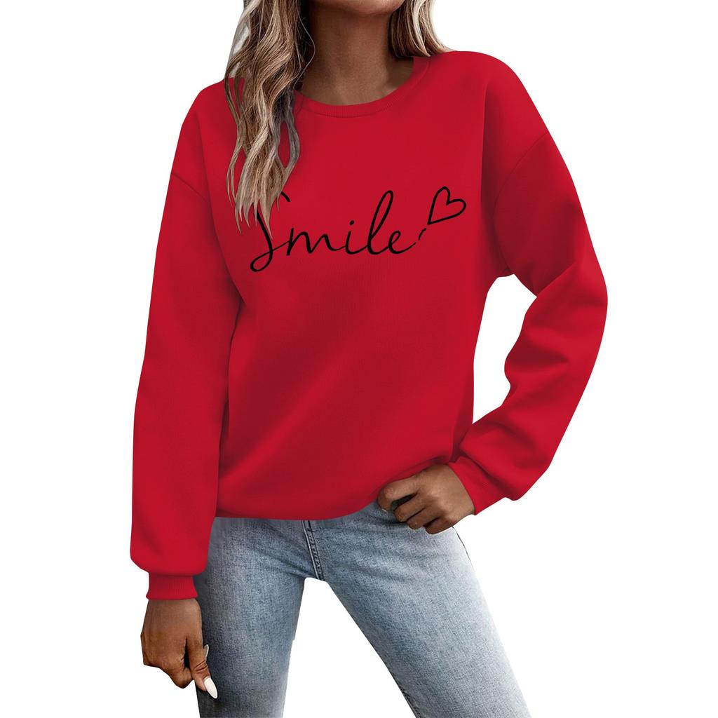 Women's Autumn And Winter Round Neck Long Sleeve Top Small Printed Casual Sweater
