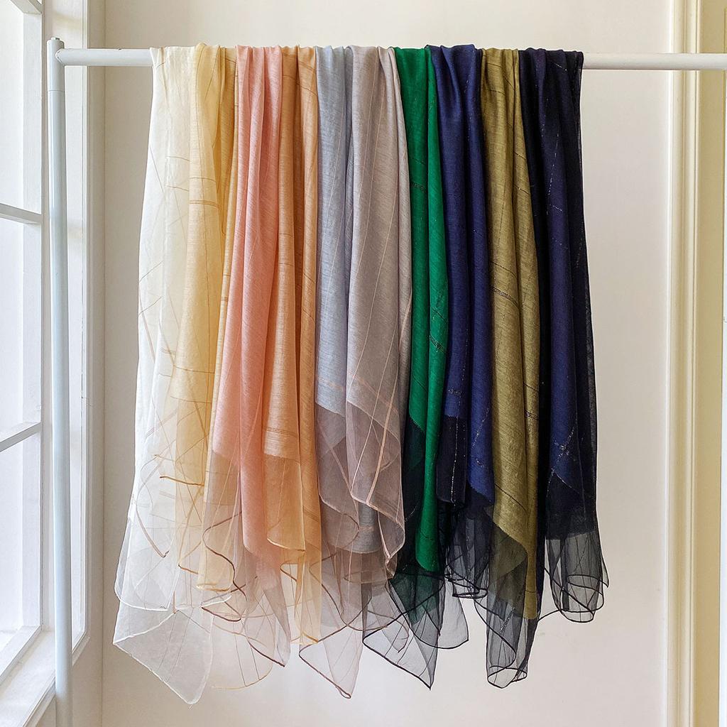 Summer New Silk Blended Shawl Scarf For Women Multi-Functional Fashionable Outerwear Schal Foulard Femme Scarves Scarfs