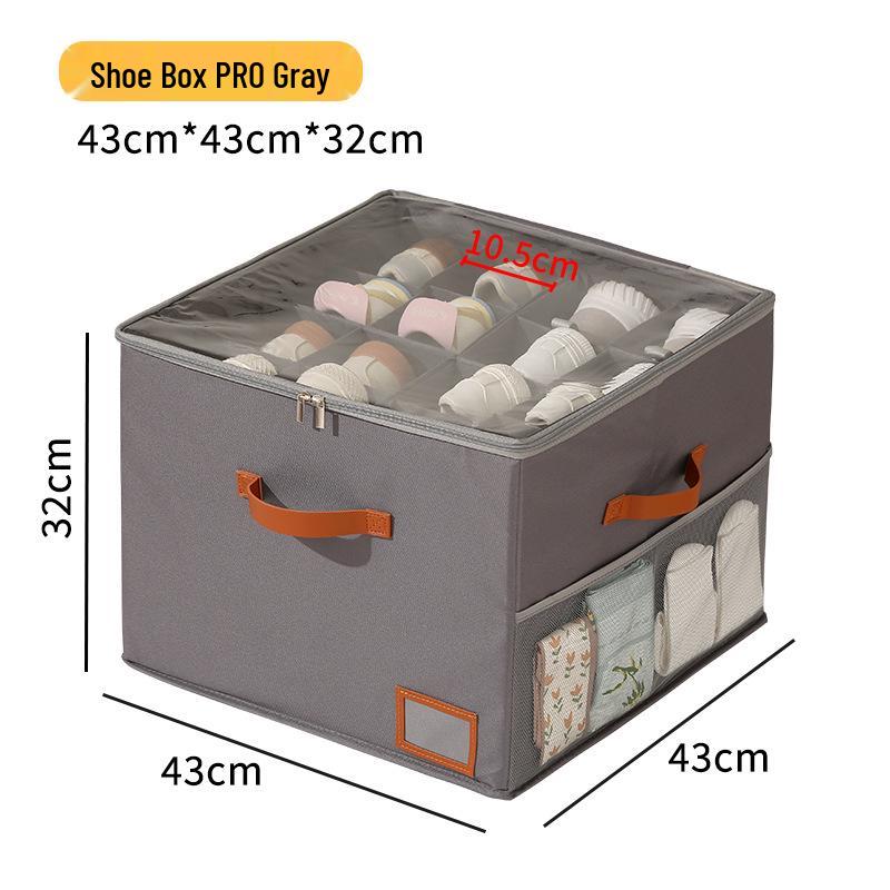 Foldable Shoe Storage Box with Lid & Dividers - Multifunctional Organizer for Clothes & Sundries