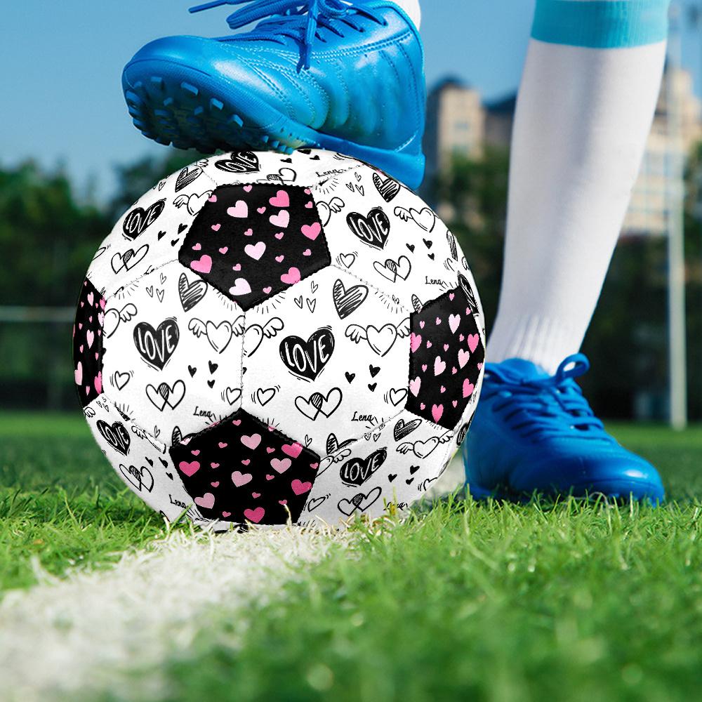 1PC Love Motion Pink Hearts Soccer Ball Size 5 Football Machine Sewn Indoor/Outdoor Universal Football A44