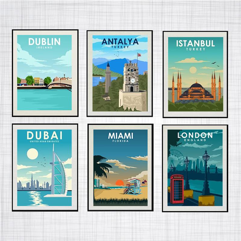 Современные Пейзажи Майами Флорида Принт для Путешествий Холст Картина Постеры и Принты Настенное Искусство Картинки для Гостиной Cuadros