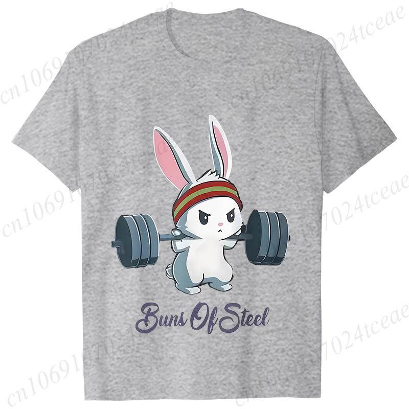 Buns of Steel T-shirts for Women Fitness Rabbit Bunny Lover Gym Workout Tees Shirt Fashion Hip Hop Streetwear Female Clothing
