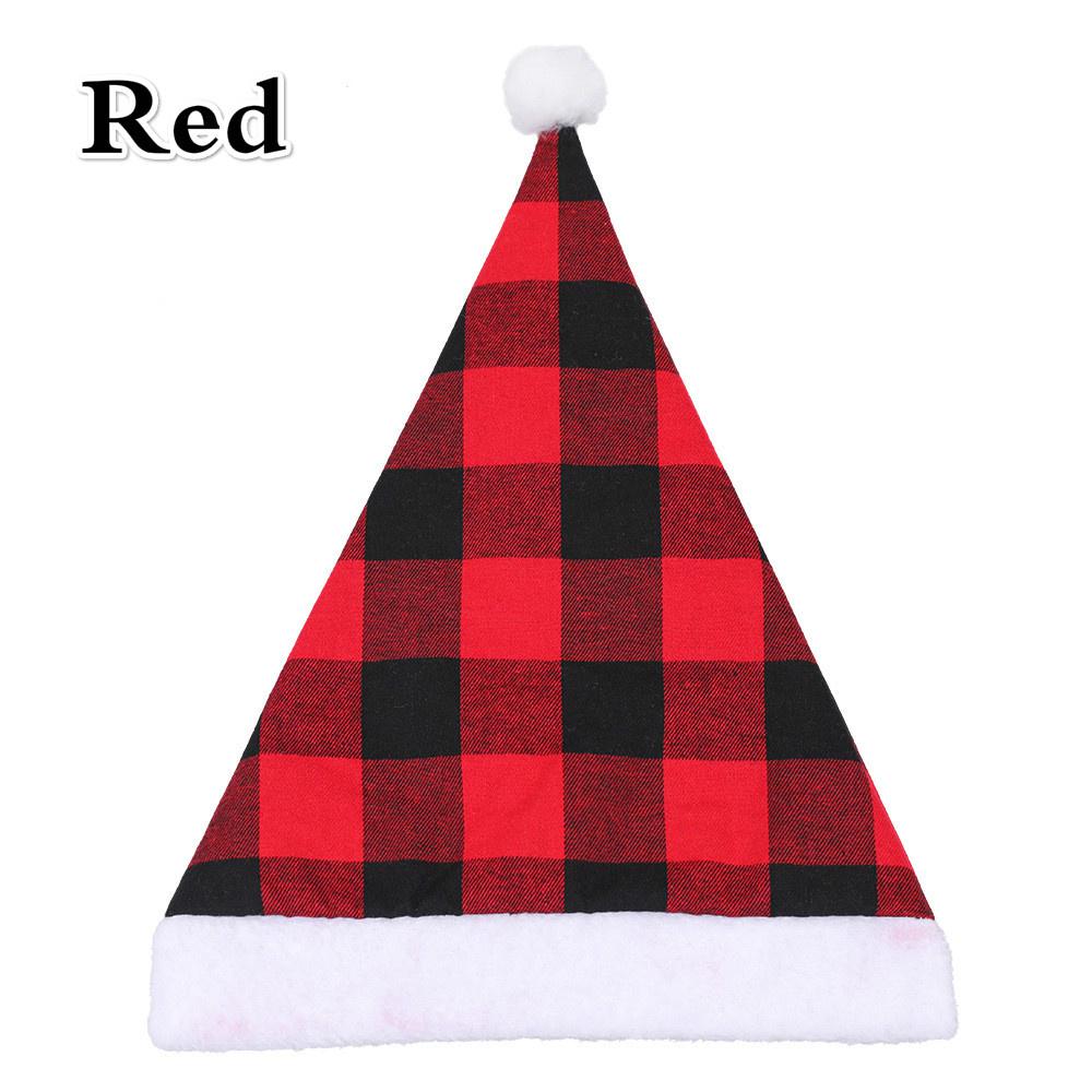 1 шт. Рождественская шапка для взрослых, красная клетчатая шапка Санты, рождественское украшение