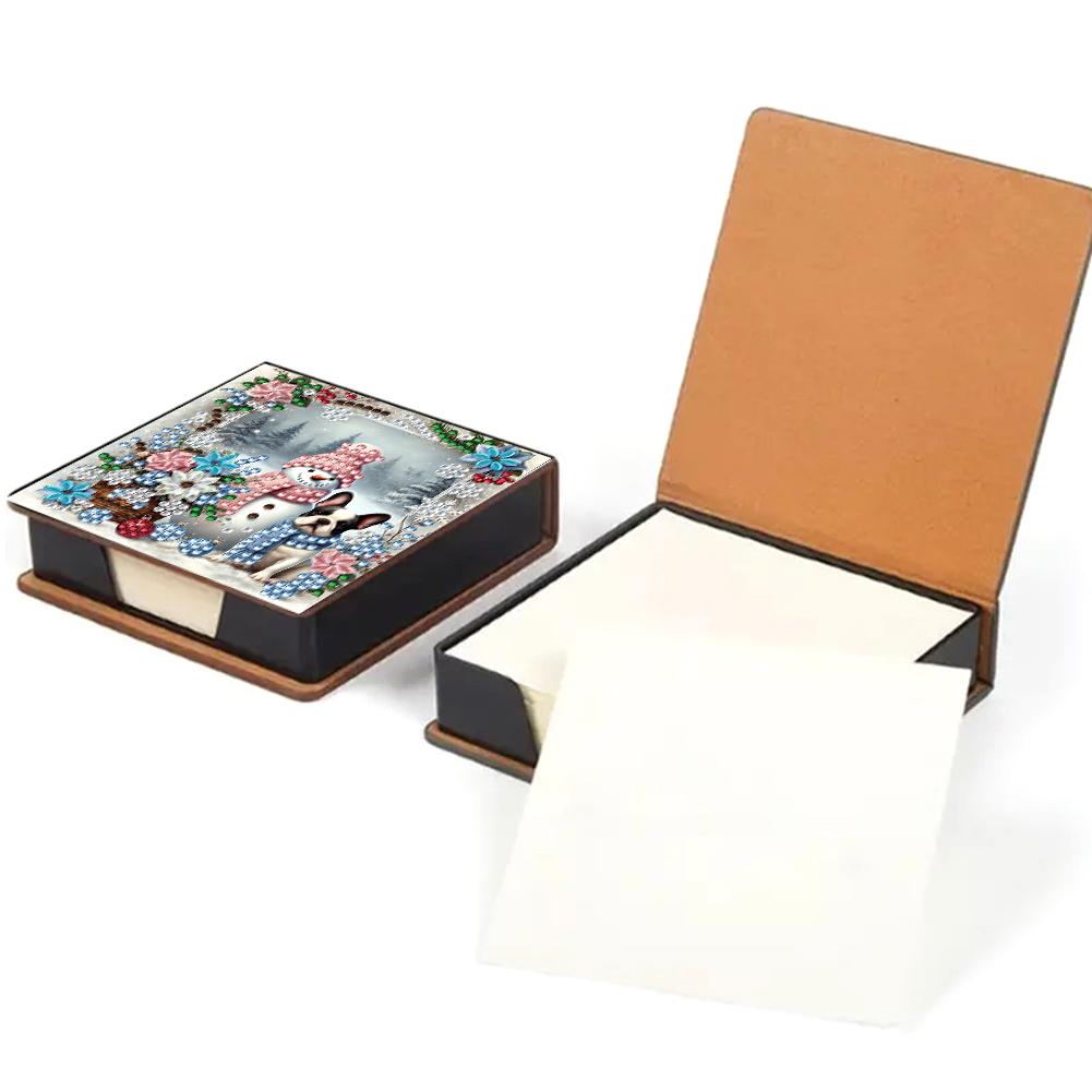 5D DIY PU Gem Art Sticky Note Holder with 160 Sheets Paper Self Adhesive Crystal Note Box Mosaic Kit for Desktop Decoration