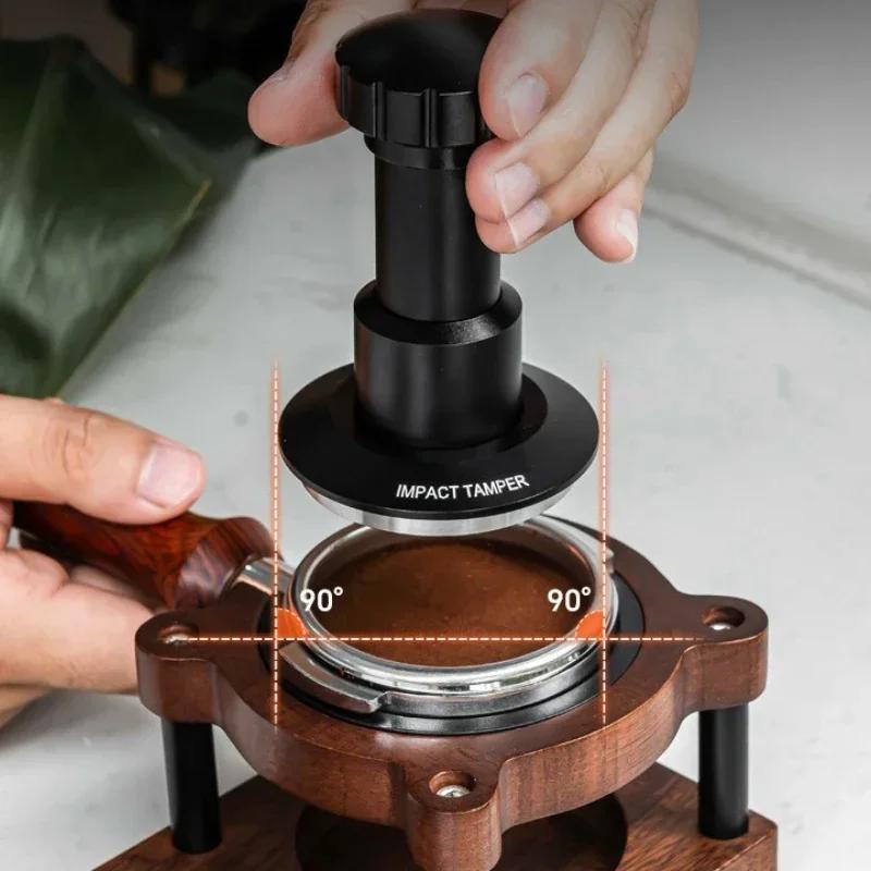 51/53/58.35mm Coffee Impact Tamper Powder Press Threaded Bottom Constant Pressure Rotating Espresso Tamping Hammer Coffee Tool
