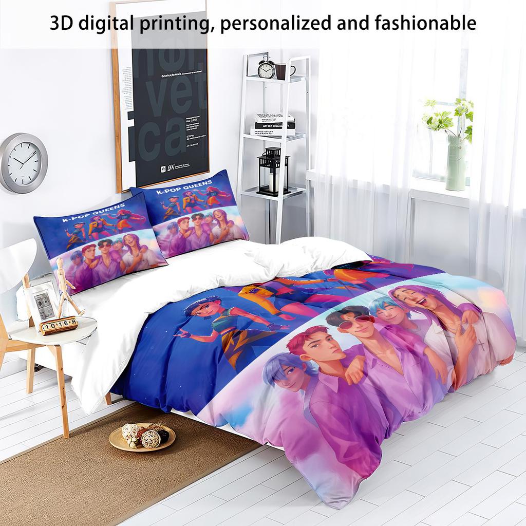 KPOP Охотники на демонов Постельное белье Размер Квин Кинг Евро Односпальный Пододеяльник Покрывало Наборы Пододеяльников Наволочки Для Девочек На День Рождения