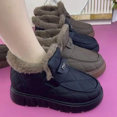 Зима 2025 новые ботинки Мартин женские нескользящие универсальные мягкая подошва водонепроницаемые с набивным утолщенным теплым шерстяным хлопком супермягкие