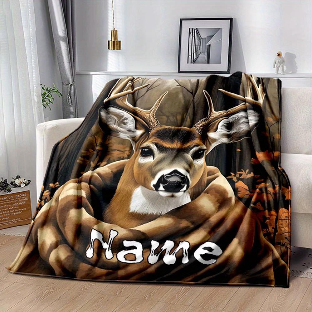 Deer Scarf Customize Your Name Blanket Warm Comfortable And Soft Blankets Are Suitable For Home Chairs Office Sofas Sofas Office Camping And Gifts For