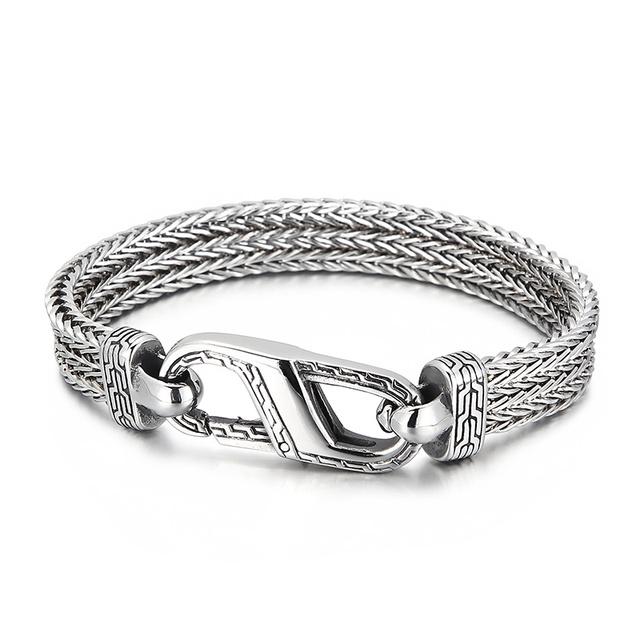 10mm Stainless Steel Woven Chain Men's Bracelet Simple Spring Clasp Jewelry Gift Accessories Gothic