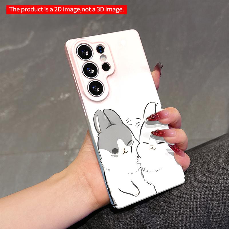 2DFlat Samsung phone case Cute Bunnies Hugging in Soft Pastel Colors Applicable to Galaxy S23 S24 S25ULTRA S26 A12 A14 A15 A16 A54 A55