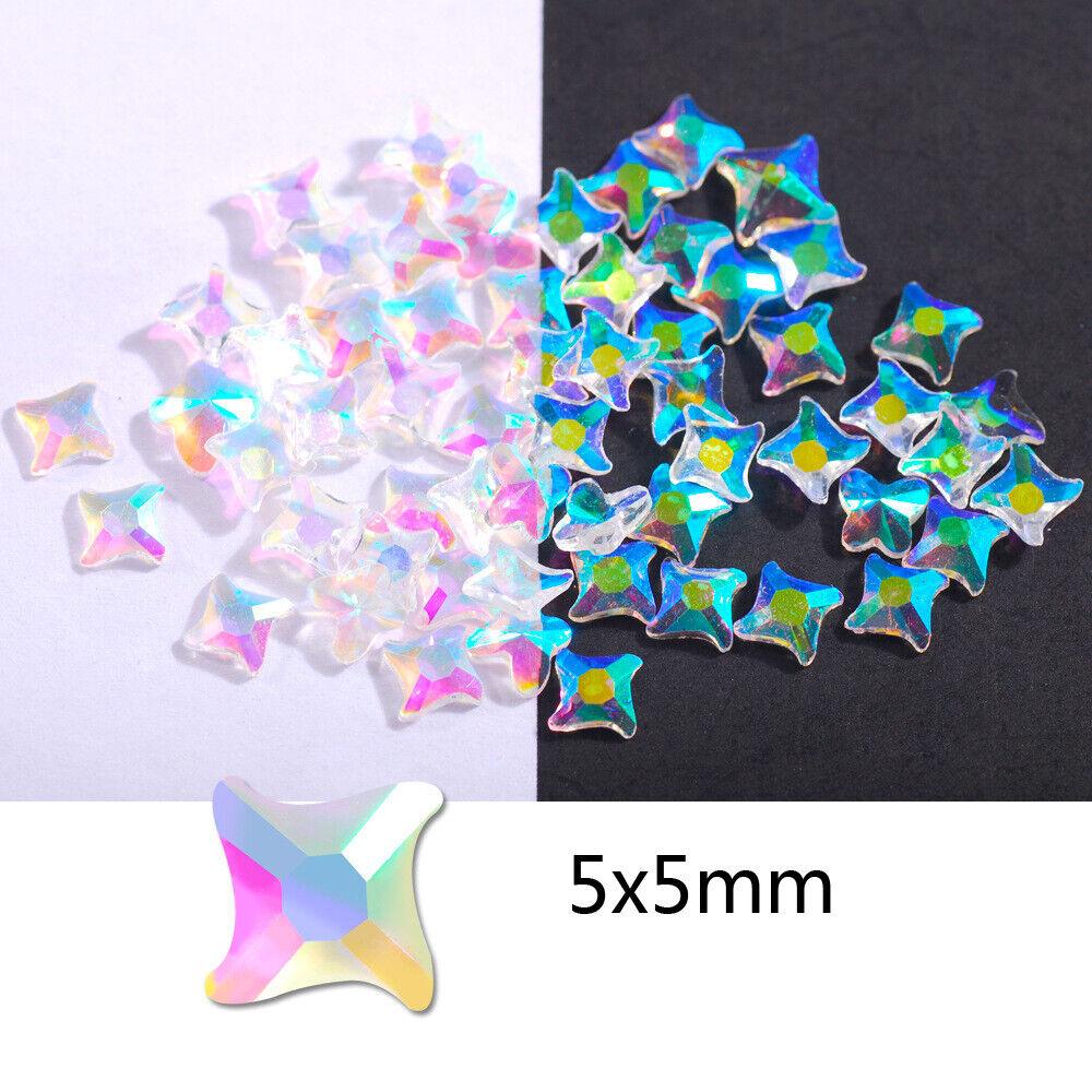100Pcs Aurora Resin 3D Nail Rhinestones Crystal Gem Stone Nail Art Decoration
