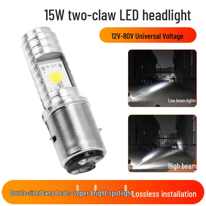 Super Bright LED Motorcycle Headlight for Electric Tricycle - Double Claw, High/Low Beam, Spotlight