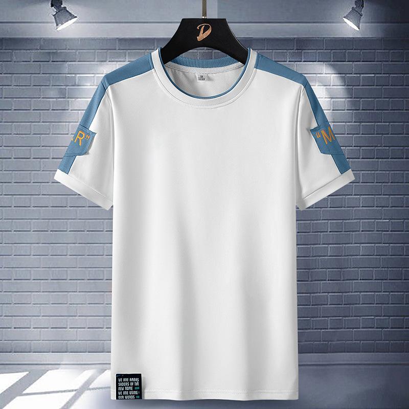 Футболка с коротким рукавом Мужская летняя свободная и универсальная футболка из чистого хлопка с коротким рукавом