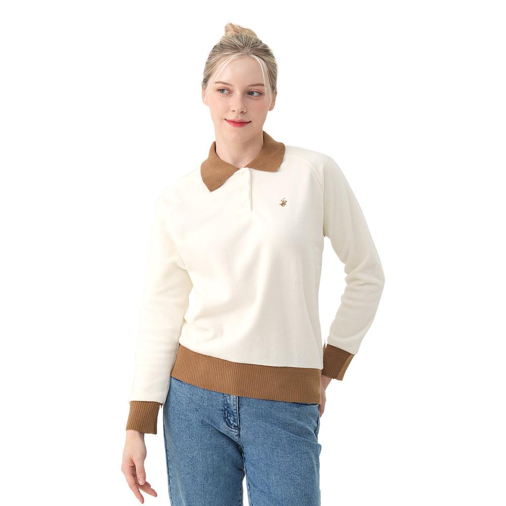 BHPOLOCLUB Women'S Color Block Ribbed Collared T-Shirt Ts382