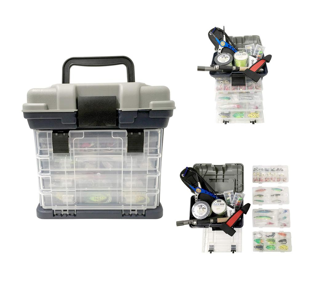 Oruldo Fishing Tackle Large Capacity Tackle for Storing and Perfect as a Lure with Removable and Adjustable Dividers Box, 4-Tier Design, Tackle,