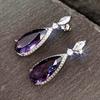 BELLA BOX Teardrop Purple CZ Stone Drop Earrings High Quality Silver Color Gorgeous Women Accessories Wedding Trend Hot Jewelry