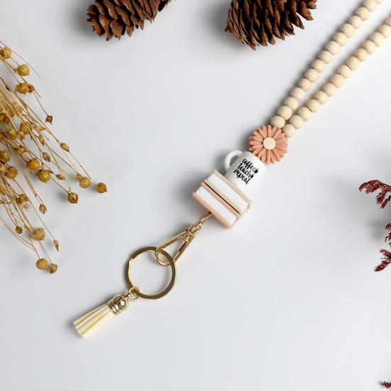 Деревянный шнурок Yousheng для удостоверения личности, ремешок для учителя с держателем удостоверения личности, брелок в стиле бохо, шнурок с бусинами, подвеска из натурального дерева