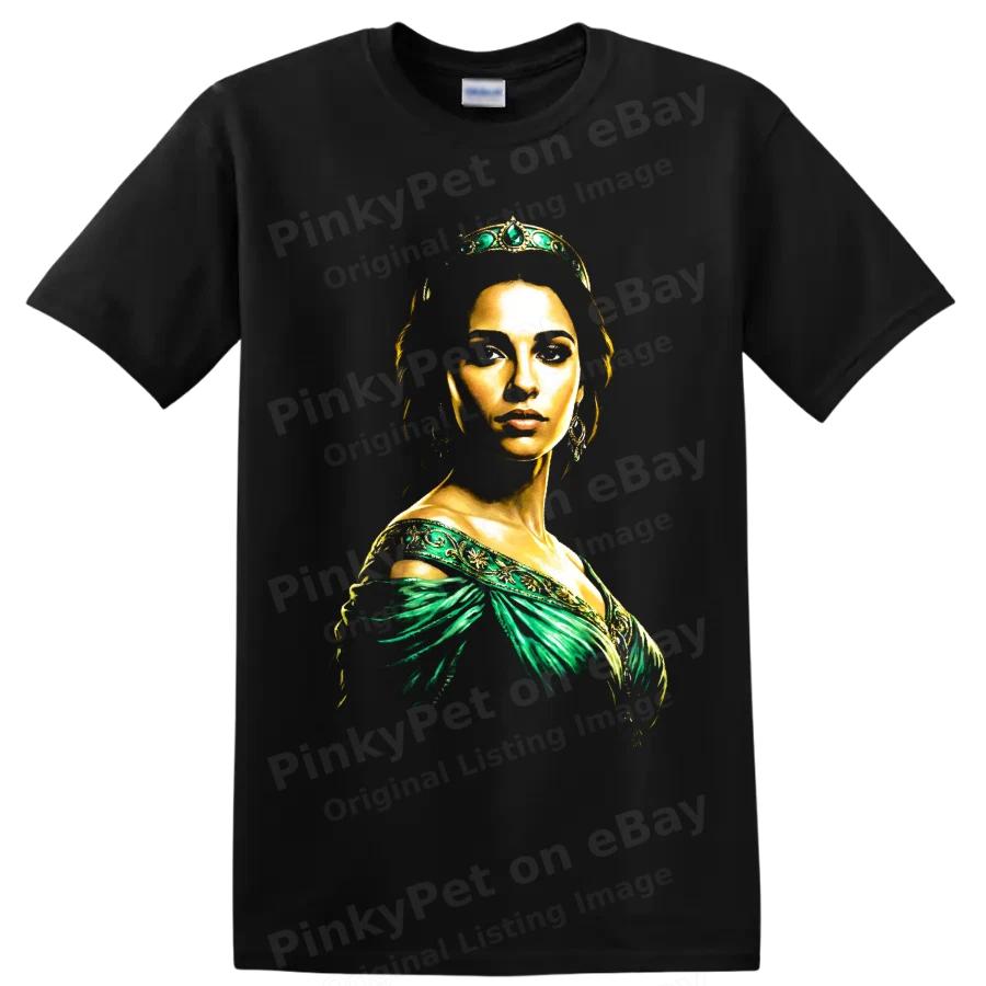 Naomi Scott Regal Princess Portrait T Shirt Emerald Gold Fantasy Movie Art Tee