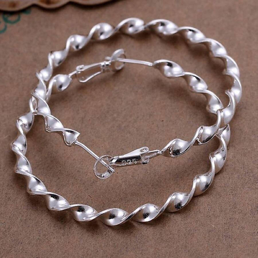 Серьги-кольца из стерлингового серебра 925 пробы, высокое качество, большой круг, модные женские украшения для вечеринок, красивые свадебные 4,5 см