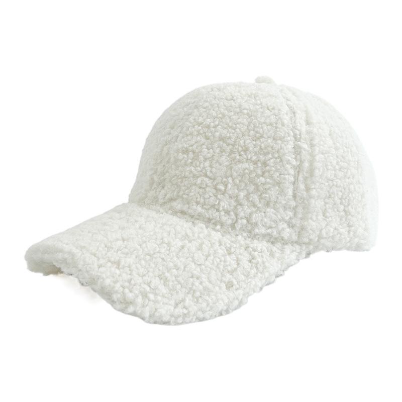 Cross-border Trendy 100% Polyester 6-Panel Baseball Cap Women's Adults Velvet Warm Duck Tongue Hat Autumn Winter Solid Color