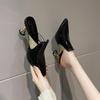 Модные тапочки Женские Летние Женские Туфли Закрытый Носок На Каблуке Мюли Шлепанцы 2025 Заостренный Высокий Мягкий Тонкий Сексуальный Женский Обувь Тапочки Каблуки Sl