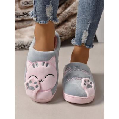 Домашние тапочки, Новые мультяшные пушистые тапочки, Удобные и теплые мягкие плюшевые туфли, Однотонные комнатные тапочки для пола