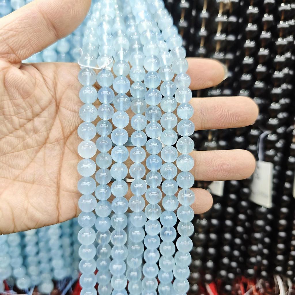 Серия «Синий» Бусины из натурального камня Аквамарин и Голубой кружевной агат для изготовления украшений своими руками