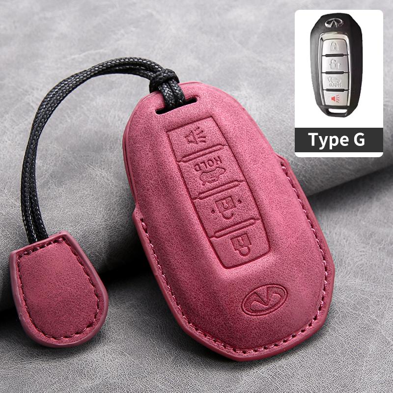 Leather Car Key Cover Case for Infiniti Q50L QX50 QX60 QX55 Q70 Q70L Q30 QX30 QX70 ESQ XQ80 XQ60 Q60S Car Key Rope Keyring