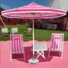 Pink Wooden Outdoor Lounge Chair for Beach, Balcony, Camping, and Garden