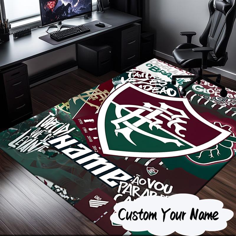 Custom Name Flamengo Team Crest Rug for Living Room, Game Rooms, Office, Bedroom, Floor Mat Playful Design, fan gifts Christmas decor