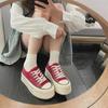 2025 Women's Thick-Soled Round-Toe Canvas Platform Shoes - Casual, Low-Top, All-Match, White