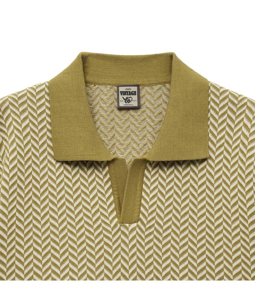 IOLO Comb Pattern Half Open Collar_Mustard