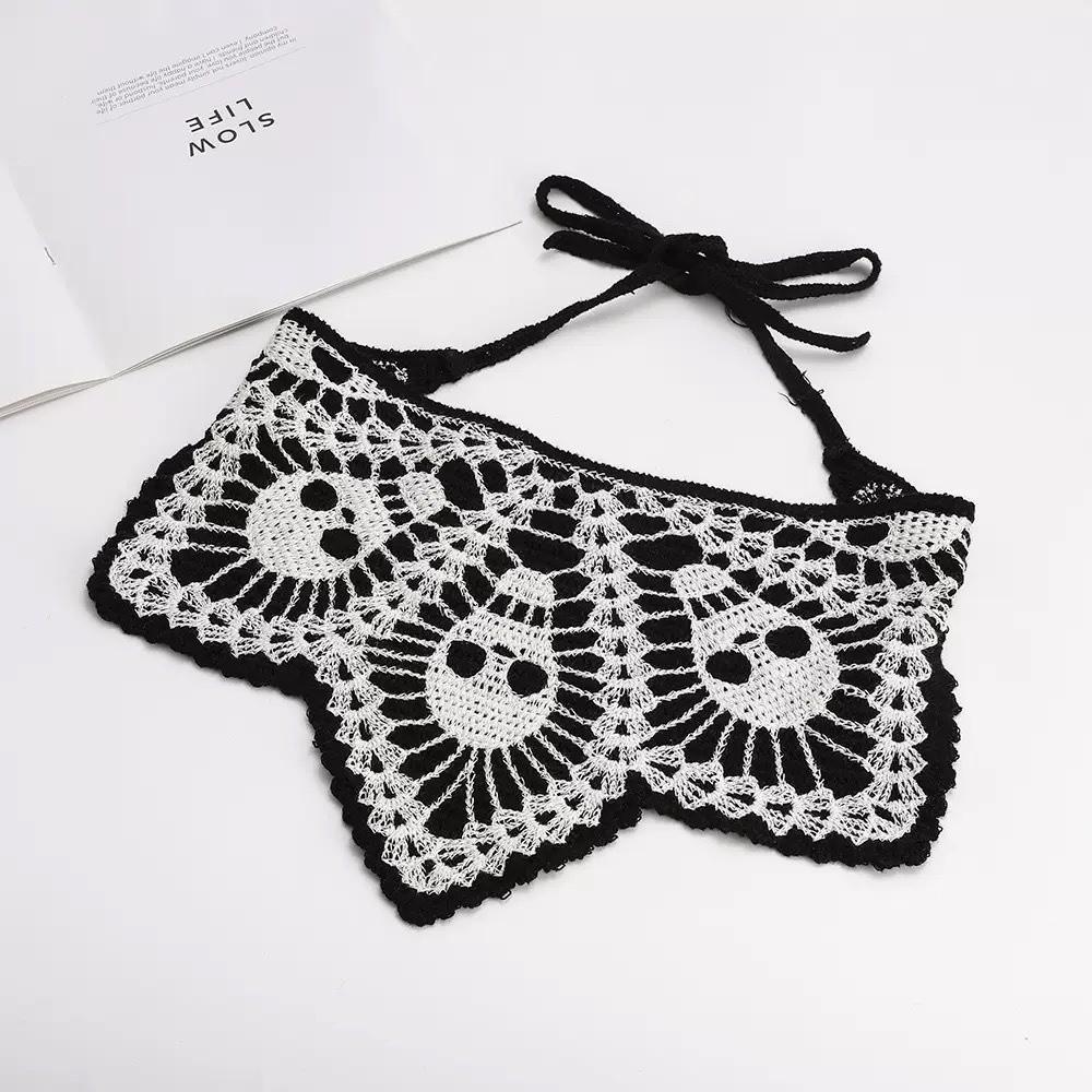 Bat Triangle Scarf Cotton Material Knitted Hollow Headband Halloween Headscarf Women Girls