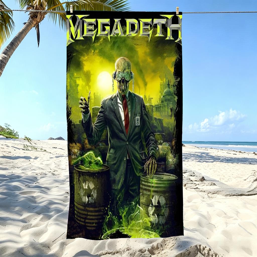 1pc M-Megadeth T-Toxic W-Waste Skeleton Suit Beach Towel Microfiber Soft Quick Dry Thrash Metal Album Towel Swimming Outdoor