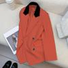 Женский пиджак с лацканами, длинный рукав, пэчворк, цветной пиджак с карманами-клапанами, свободный крой, повседневная офисная рабочая одежда