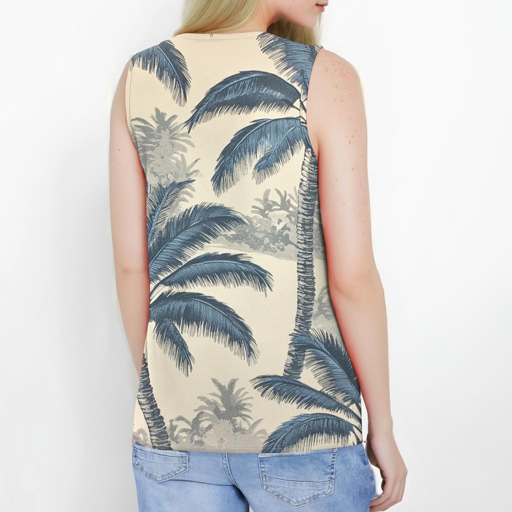 Women's Fashion Summer Round Neck Tank Top Lightweight Sleeveless  Print Tank Top