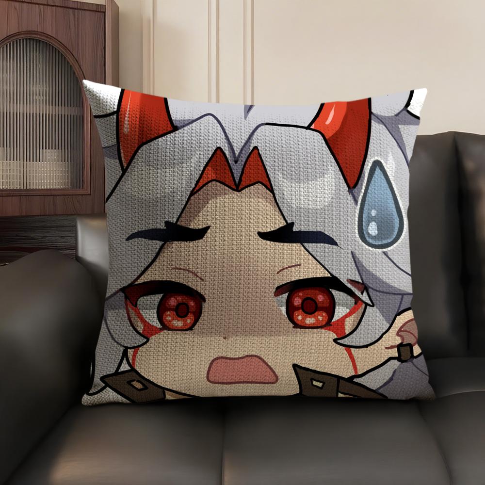 Arataki Itto Cute Genshin Impact Cushion Cover Natural Linen Organic Fabric DoubleSided Printing Sofa Home Decor Pillow Case
