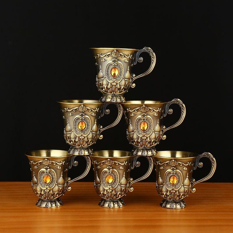 Легкий Роскошный Гравированный Бронзовый Винный Бокал – Винтажный Бокал для Белого Вина на Высокой Ножке для Дома, Вечеринки и Бара