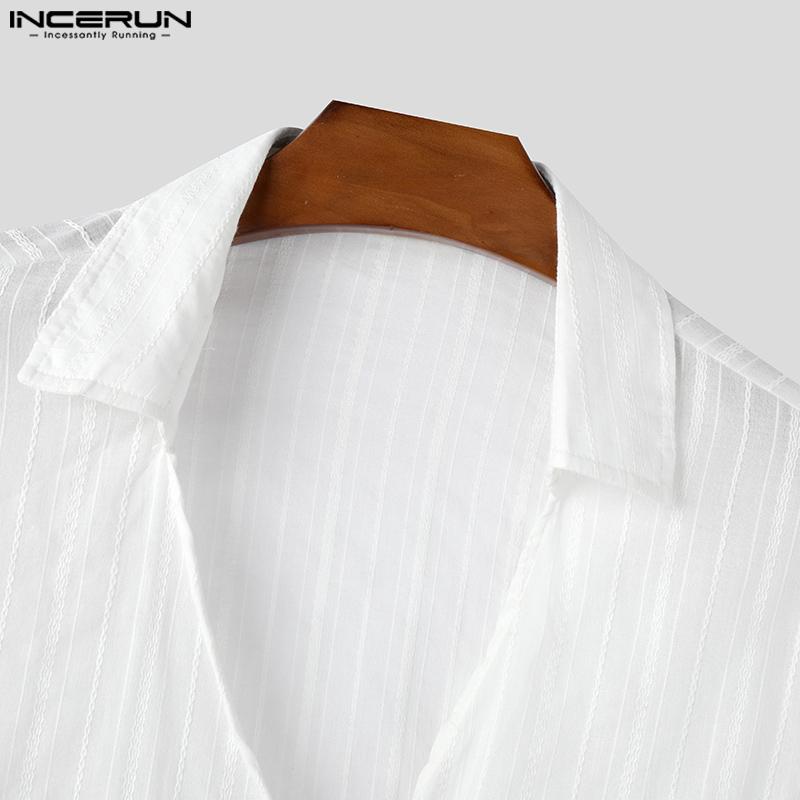 INCERUN Мужские прозрачные футболки с V-образным вырезом и длинным рукавом спереди с перекрестными бретелями